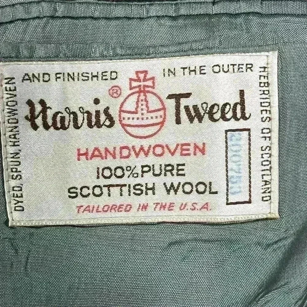 Vintage 44R‎ Classic Harris Tweed 100% Wool Gray Blazer Sport Coat Jacket USA
